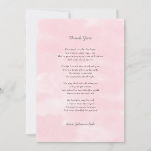 Fille Baby shower Merci note avec poème