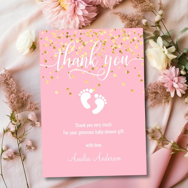 Fille Baby shower MERCI rose or | PHOTO (Pink Gold THANK YOU Baby Shower Girl  PHOTO)
