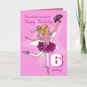 Fille ballerine anniversaire rose violet carte d'â