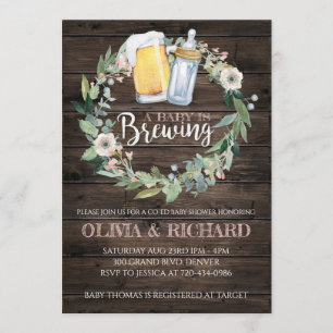 Fille bébé brasse Baby shower Invitation