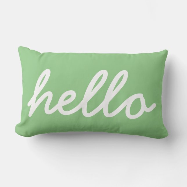 Fille Bonjour Mint Typographie Lumbar Coussin (Recto)