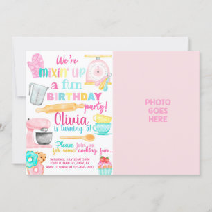 Fille boulangerie / cuisine photo invitation anniv