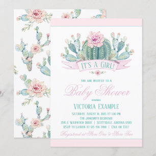 Fille Cactus Baby Shower Invitations