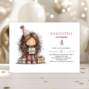 Fille Capricieuse Invitation Anniversaire 4 Ans Ki