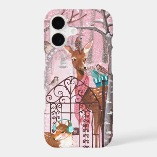 Fille cerf de la forêt hivernale Illustration mign