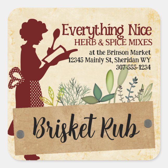 Fille chef silhouette herbe cuisine étiquette cade (Devant)