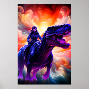 Fille chevauchant un dinosaure pour adultes + déco