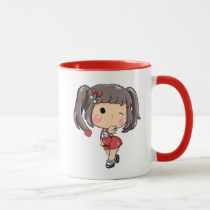Fille Chibi mignonne à l'évier avec Pigtails Mug