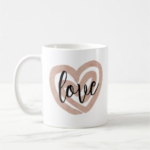 Fille Chic Blush Coeur Rose Aimer Mug Café
