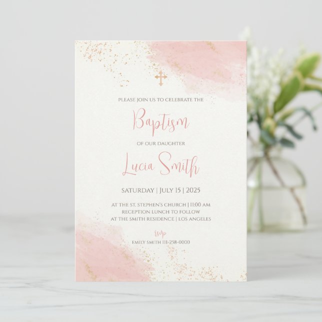 Fille Christening invitations Filles Baptême invit (Debout devant)