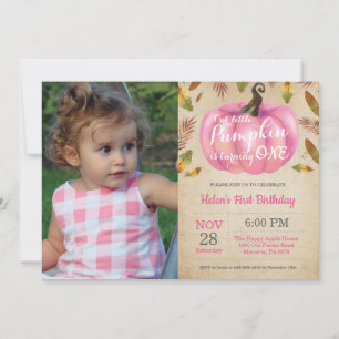 Fille Citrouille premier anniversaire Invitation r
