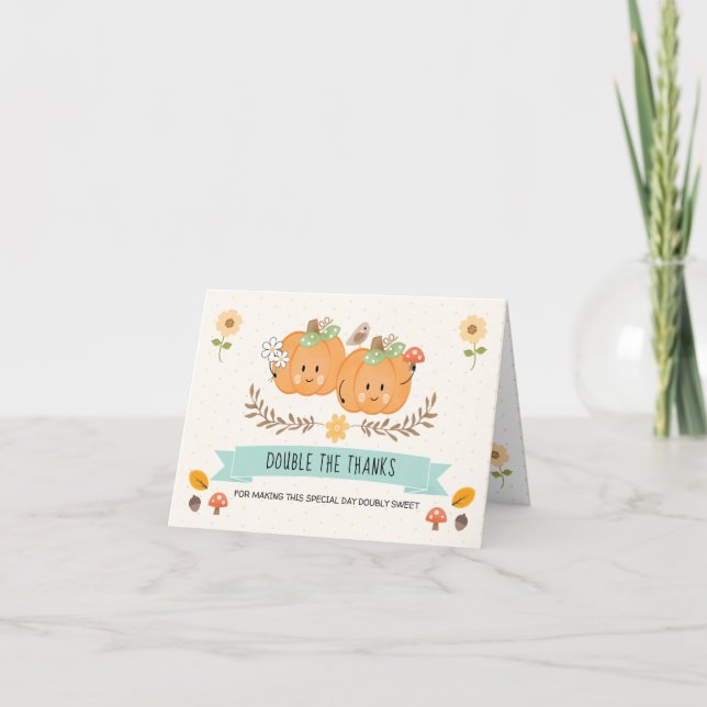 Fille Citrouille Twins Merci Cartes (Devant)