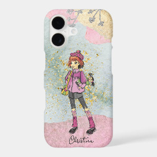 Fille cool avec Cheveux Rouge Nom Or