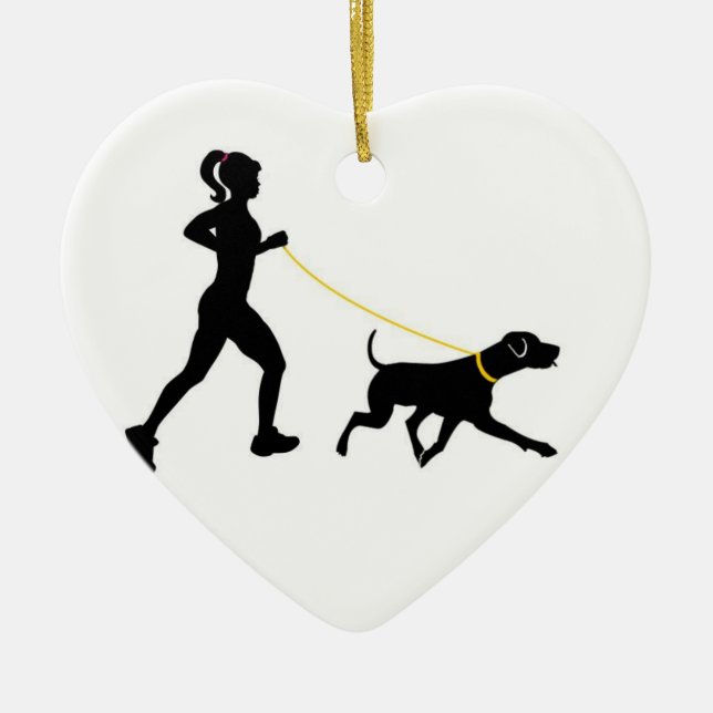 Fille courant avec son ornement de chien (Devant)