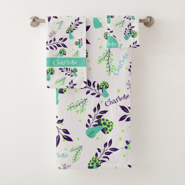 Fille Cute Champignons et Jardin Nom personnalisé  (En situation)