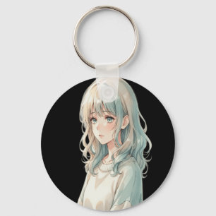 Fille d'anime douce – Porte-clés rond
