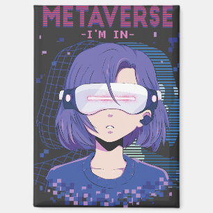 Fille d'anime lunettes de réalité virtuelle aimant