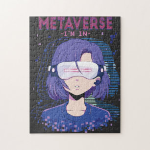 Fille d'anime lunettes de réalité virtuelle puzzle