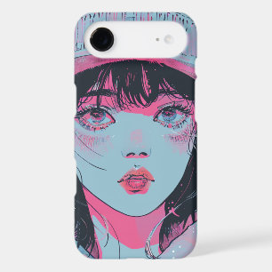 Fille d'anime pastel en bonnet d'art