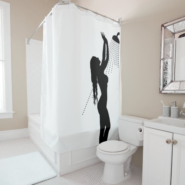 fille dans le rideau en douche de silhouette de (En situation)