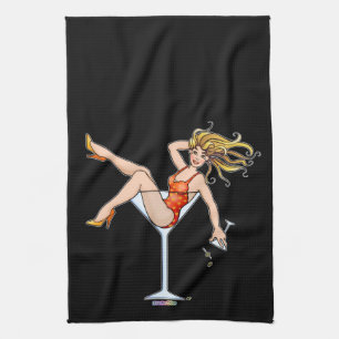 FILLE DANS UN VERRE À MARTINI (2) SERVIETTE