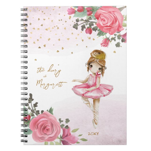 Fille de ballet Journal intime floral rose son cha (Devant)
