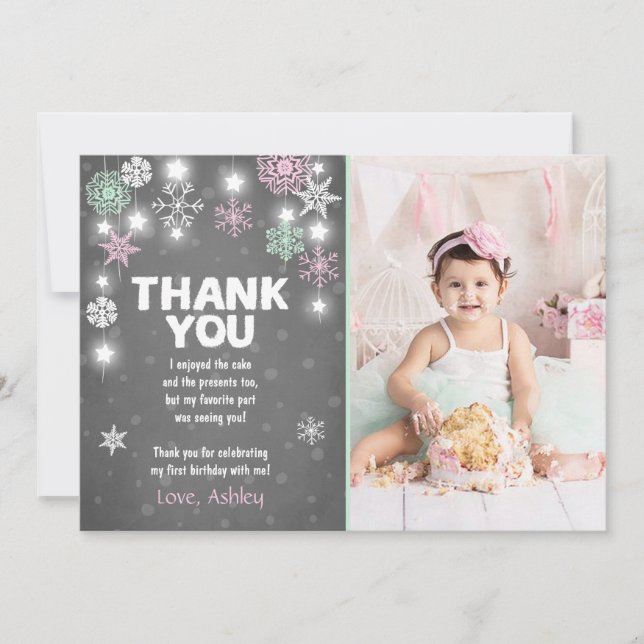 Fille de carte de remerciements d'anniversaire (Devant)