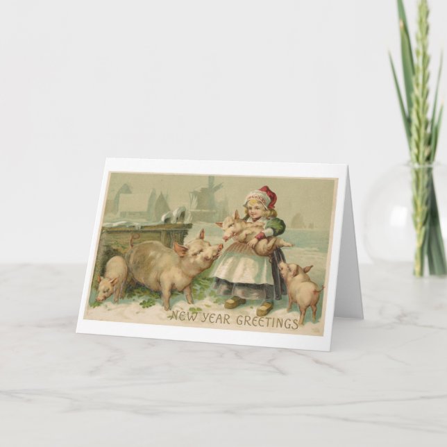 Fille de carte de voeux de nouvelle année avec des (Devant)