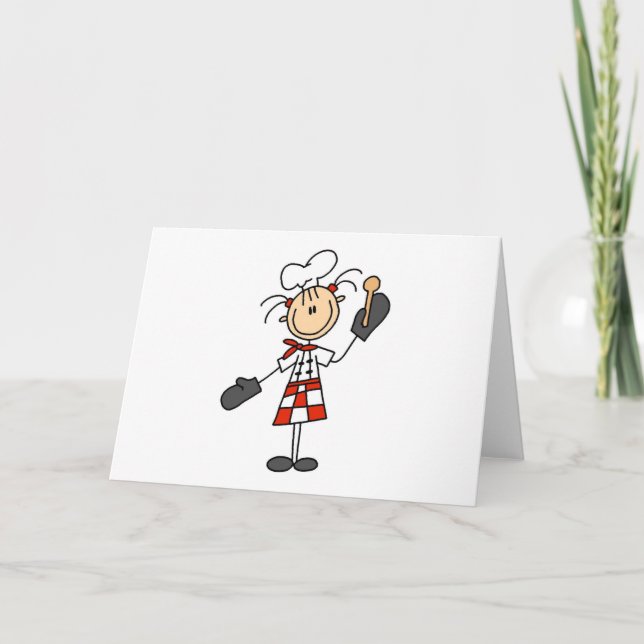 Fille de chef avec les cartes en bois de cuillère (Devant)