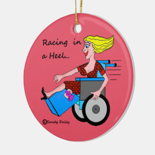 Fille de fauteuil roulant en ornement d'amputé de