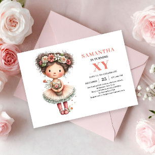 Fille de Fée Mignonne 9e Anniversaire Invitations 