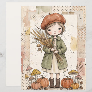 Fille de la récolte d'automne Papier artistique Fo