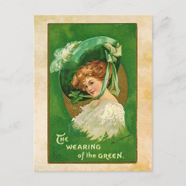 Fille de la Saint Patrick en Casquette Carte posta (Devant)