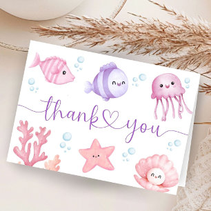 Fille de l'océan rose Baby Shower pliée Merci