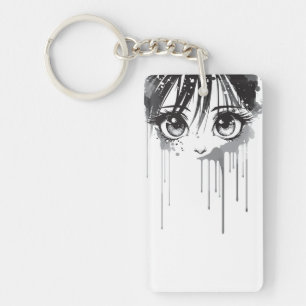 Fille de manga au regard imprégné de peinture
