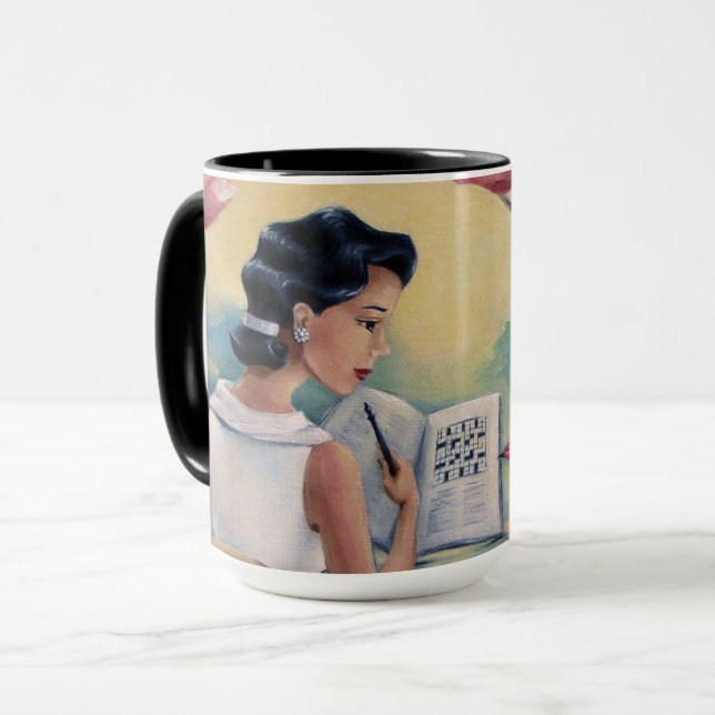 Fille de mots croisé et tasse de café d'oiseau (Devant gauche)