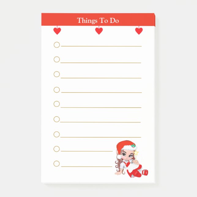 Fille de Noël Carnet Choses À Faire Post-it Notes (Devant)