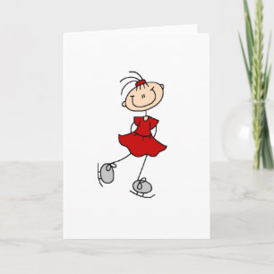 Fille de patineur de glace dans la carte rouge