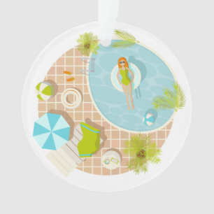 Fille de piscine en bikini plage d'été