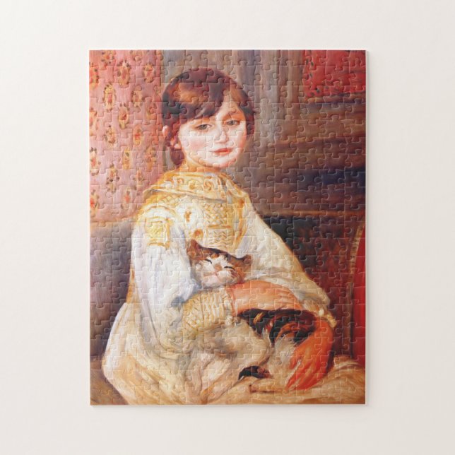 Fille de Renoir avec le puzzle de chat (Vertical)