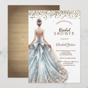 Fille de robe scintillante Invitation en bois rust