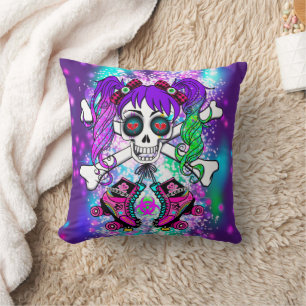 Fille de Roller Punk Rock Ado Oreiller Violet
