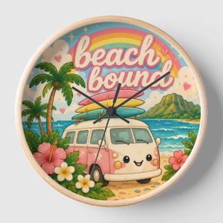 Fille de surf Hawaï Kawaii tropical horloge mignon