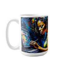 Fille de travail - Tasse de café