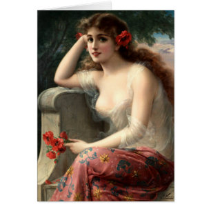 Fille d'Emile Vernon avec un pavot