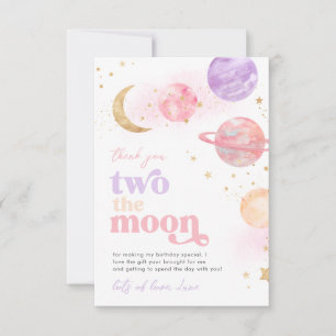 Fille deux la lune Merci Cartes