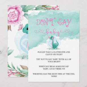 Fille Dinosaur Peony rose Ne pas dire Invitations 