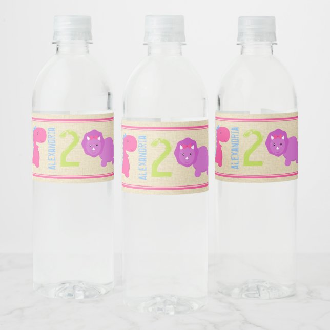 Fille Dinosaure Étiquette de bouteille d'eau Dinos (Bouteilles)