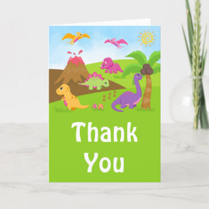Fille Dinosaures Carte de remerciements de fête d'
