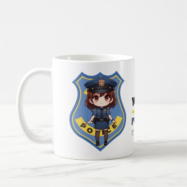Fille d'officier de police de Kawaii - Café Mug (Gauche)